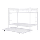 Twin over Twin Bunk Bed with Trundle, White - Supfirm