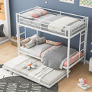 Twin over Twin Bunk Bed with Trundle, White - Supfirm