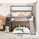 Twin Over Twin Bunk Bed with Two Drawers and Slide, House Bed with Slide, White(OLD SKU :LP000129AAE) - Supfirm