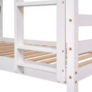 Twin Over Twin Bunk Beds with Bookcase Headboard, Solid Wood Bed Frame with Safety Rail and Ladder, Kids/Teens Bedroom, Guest Room Furniture, Can Be converted into 2 Beds, White - Supfirm