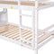 Twin Over Twin Bunk Beds with Bookcase Headboard, Solid Wood Bed Frame with Safety Rail and Ladder, Kids/Teens Bedroom, Guest Room Furniture, Can Be converted into 2 Beds, White - Supfirm