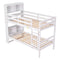 Twin Over Twin Bunk Beds with Bookcase Headboard, Solid Wood Bed Frame with Safety Rail and Ladder, Kids/Teens Bedroom, Guest Room Furniture, Can Be converted into 2 Beds, White - Supfirm