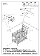 Twin Over Twin Bunk Beds with Bookcase Headboard, Solid Wood Bed Frame with Safety Rail and Ladder, Kids/Teens Bedroom, Guest Room Furniture, Can Be converted into 2 Beds, White - Supfirm