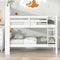 Twin Over Twin Bunk Beds with Bookcase Headboard, Solid Wood Bed Frame with Safety Rail and Ladder, Kids/Teens Bedroom, Guest Room Furniture, Can Be converted into 2 Beds, White - Supfirm