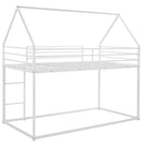 Twin over Twin House Bunk Bed with Built-in Ladder,White - Supfirm