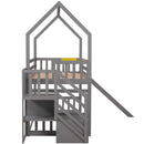 Twin over Twin House Bunk Bed with Convertible Slide,Storage Staircase can be Placed Left or Right,Gray - Supfirm