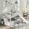 Twin over Twin House Bunk Bed with Convertible Slide,Storage Staircase,White - Supfirm