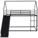 Twin over Twin House Bunk Bed with Ladder and Slide,Black - Supfirm