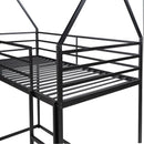 Twin over Twin House Bunk Bed with Ladder and Slide,Black - Supfirm