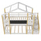 Twin over Twin House Bunk Bed with White Storage Staircase and Blackboards, White - Supfirm