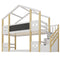 Twin over Twin House Bunk Bed with White Storage Staircase and Blackboards, White - Supfirm