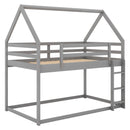 Twin over Twin Low Bunk Bed, House Bed with Ladder , Gray(OLD SKU:WF197808AAE) - Supfirm