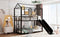 Twin Over Twin Metal Bunk Bed ,Metal Housebed With Slide,Three Colors Available.(Black with Black Slide)(OLD SKU :LP000095AAB) - Supfirm