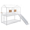 Twin Over Twin Metal Bunk Bed ,Metal Housebed With Slide,Three Colors Available.(White with White Slide)(OLD SKU :LP000095AAK) - Supfirm