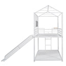 Twin Over Twin Metal Bunk Bed ,Metal Housebed With Slide,Three Colors Available.(White with White Slide)(OLD SKU :LP000095AAK) - Supfirm