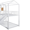 Twin Over Twin Metal Bunk Bed ,Metal Housebed With Slide,Three Colors Available.(White with White Slide)(OLD SKU :LP000095AAK) - Supfirm