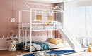 Twin Over Twin Metal Bunk Bed ,Metal Housebed With Slide,Three Colors Available.(White with White Slide)(OLD SKU :LP000095AAK) - Supfirm