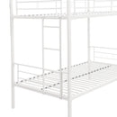 Twin Over Twin Metal Bunk Bed,Metal Structure Bedframe with Safety Guardrails and 2 ladders,Convertible Bunkbeds,No Spring Box Required and Space Saving Design,White - Supfirm