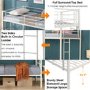 Twin Over Twin Metal Bunk Bed,Metal Structure Bedframe with Safety Guardrails and 2 ladders,Convertible Bunkbeds,No Spring Box Required and Space Saving Design,White - Supfirm