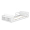 Twin Size Floor Bed with Storage Footboard and Guardrail, White - Supfirm