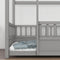 Twin Size Floor Wooden Bed with House Roof Frame, Fence Guardrails,Grey - Supfirm