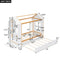 Twin Size House Platform Bed with Storage Shelves and Twin Size Trundle, White - Supfirm