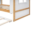 Twin Size House Platform Bed with Storage Shelves and Twin Size Trundle, White - Supfirm