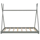 Twin Size House Platform Bed with Triangle Structure,Gray - Supfirm