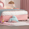 Twin Size Kids Bed Frame with crown Shaped Headboard,Children Twin Platform Bed Frame with Luxury PU leather, Cute Single Twin Bed for Girls Boys - Supfirm