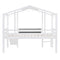 Twin Size Loft Bed with Ladder and Slide, House Bed with Blackboard and Light Strip on the Roof, White - Supfirm