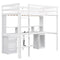 Twin Size Loft Bed with Multi-storage Desk, LED light and Bedside Tray, Charging Station, White - Supfirm