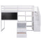 Twin Size Loft Bed with Pullable Desk and Storage Shelves,Staircase and Blackboard,White - Supfirm