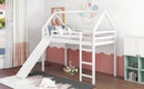 Twin Size Loft Bed with Slide, House Bed with Slide,White(OLD SKU :WF281158AAK) - Supfirm