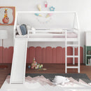 Twin Size Loft Bed with Slide, House Bed with Slide,White(OLD SKU :WF281158AAK) - Supfirm