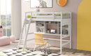 Twin size Loft Bed with Storage Shelves, Desk and Ladder, White(OLD SKU :LP000140KAA) - Supfirm