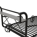 Twin Size Metal Car Bed with Four Wheels, Guardrails and X-Shaped Frame Shelf, Black(Old SKU: MF297599AAB) - Supfirm