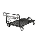 Twin Size Metal Car Bed with Four Wheels, Guardrails and X-Shaped Frame Shelf, Black(Old SKU: MF297599AAB) - Supfirm