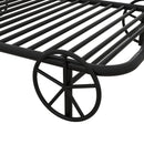 Twin Size Metal Car Bed with Four Wheels, Guardrails and X-Shaped Frame Shelf, Black(Old SKU: MF297599AAB) - Supfirm