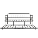 Twin Size Metal Daybed Frame with Trundle, Heavy Duty Steel Slat Support Sofa Bed Platform with Headboard, No Box Spring Needed, Black - Supfirm