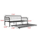 Twin Size Metal Daybed Frame with Trundle, Heavy Duty Steel Slat Support Sofa Bed Platform with Headboard, No Box Spring Needed, Black - Supfirm