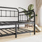 Twin Size Metal Daybed Frame with Trundle, Heavy Duty Steel Slat Support Sofa Bed Platform with Headboard, No Box Spring Needed, Black - Supfirm