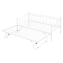 Twin Size Metal Daybed with Twin Size Adjustable Trundle, Portable Folding Trundle, White - Supfirm