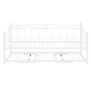 Twin Size Metal Daybed with Twin Size Adjustable Trundle, Portable Folding Trundle, White - Supfirm