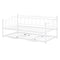 Twin Size Metal Daybed with Twin Size Adjustable Trundle, Portable Folding Trundle, White - Supfirm