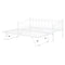 Twin Size Metal Daybed with Twin Size Adjustable Trundle, Portable Folding Trundle, White - Supfirm