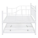 Twin Size Metal Daybed with Twin Size Adjustable Trundle, Portable Folding Trundle, White - Supfirm