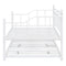 Twin Size Metal Daybed with Twin Size Adjustable Trundle, Portable Folding Trundle, White - Supfirm