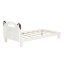 Twin Size Platform Bed with Bear Ears Shaped Headboard and LED, Cream White - Supfirm