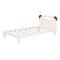 Twin Size Platform Bed with Bear Ears Shaped Headboard and LED, Cream White - Supfirm