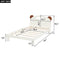 Twin Size Platform Bed with Bear Ears Shaped Headboard and LED, Cream White - Supfirm